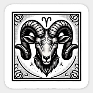 Aries Zodiac Sign: Retro Woodcut Style Illustration Magnet
