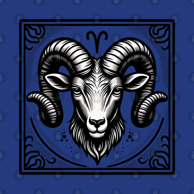 Aries Zodiac Sign: Retro Woodcut Style Illustration by Pixel Threads 