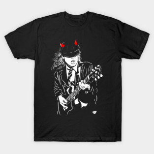 Angus Young AC DC Devil Horns Schoolboy Guitar Solo Rock Shirt T-Shirt