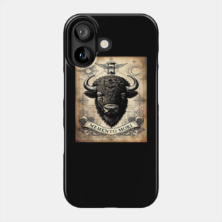 American Bison Stoicism: Memento Mori Vintage Woodcut Art Phone Case