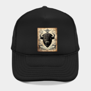 American Bison Stoicism: Memento Mori Vintage Woodcut Art Hat
