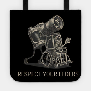 Respect Your Elders  - Vintage Analog Camera - Retro Photography Art Tote