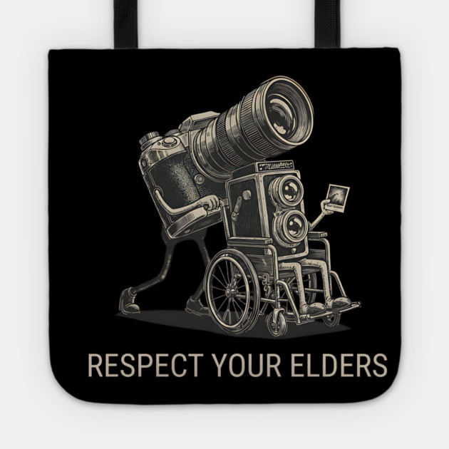 Respect Your Elders  - Vintage Analog Camera - Retro Photography Art Tote by Pixel Threads 