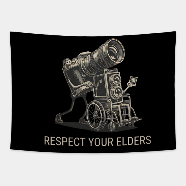 Respect Your Elders  - Vintage Analog Camera - Retro Photography Art Tapestry by Pixel Threads 