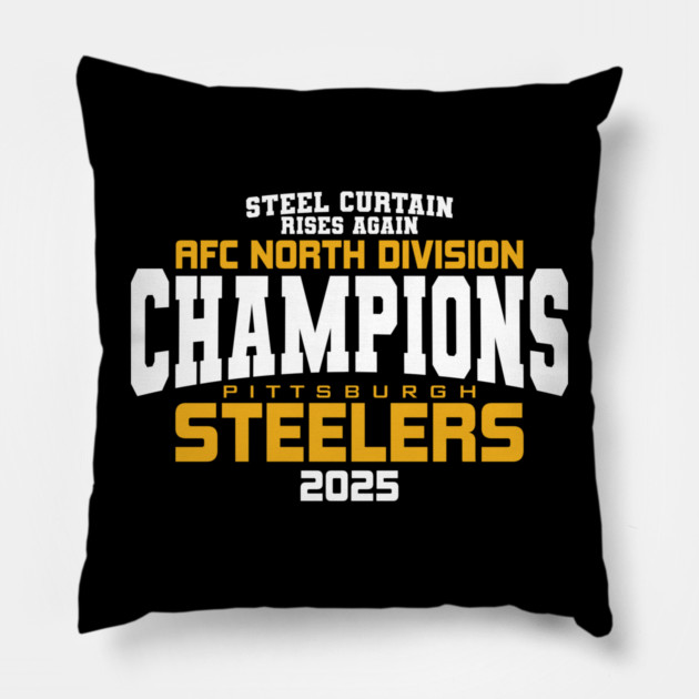 Steelers AFC North Champs 2025 Pillow by Nagorniak