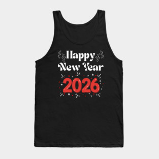 Happy New Year 2026 Celebration with Confetti and Balloons Tank Top