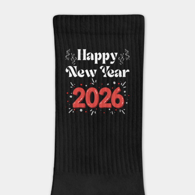 Happy New Year 2026 Celebration with Confetti and Balloons by Creatifly Graphic Tees