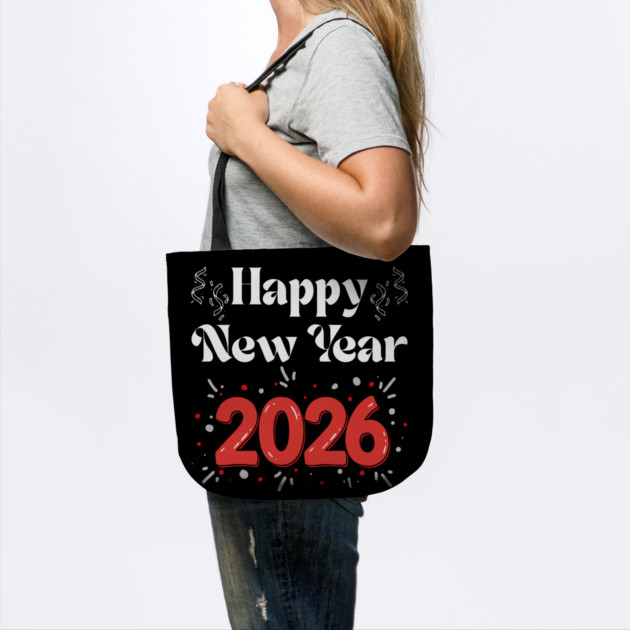 Happy New Year 2026 Celebration with Confetti and Balloons by Creatifly Graphic Tees