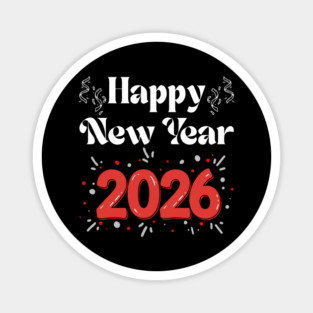 Happy New Year 2026 Celebration with Confetti and Balloons Magnet