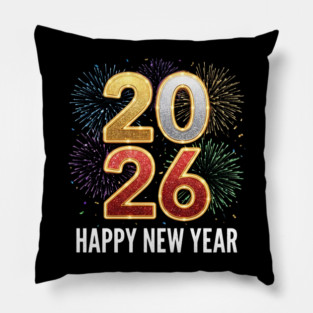 Happy New Year 2026 Fireworks Celebration Pillow