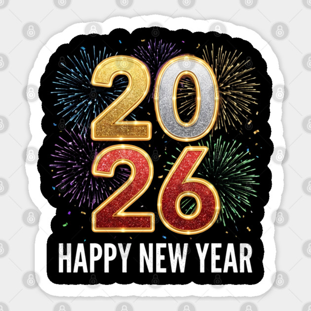 Happy New Year 2026 Fireworks Celebration Sticker by Creatifly Graphic Tees