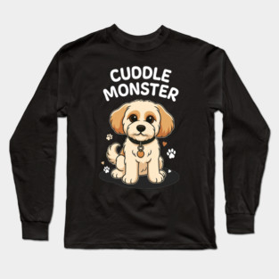 Cuddle Monster – Cute Cavachon / Cavapoo Style Cartoon Dog Design Long Sleeve T-Shirt