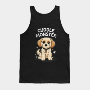 Cuddle Monster – Vintage Distressed Style Cute Cartoon Dog Lover Design Tank Top