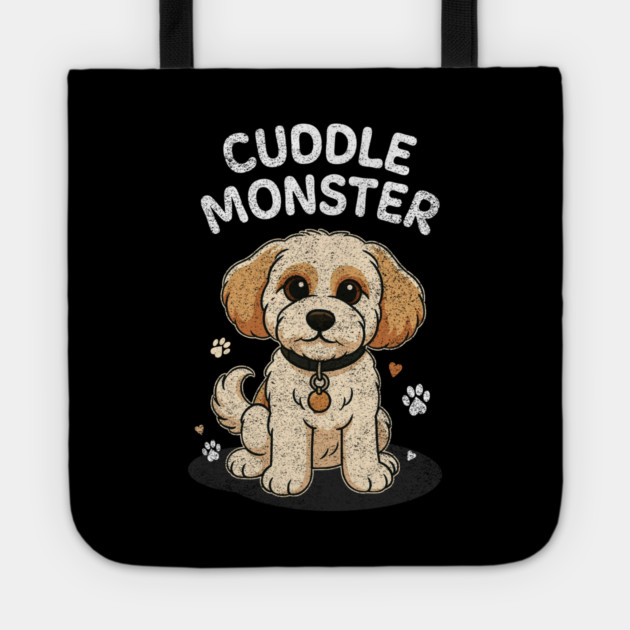 Cuddle Monster – Vintage Distressed Style Cute Cartoon Dog Lover Design Tote by Butter Creative