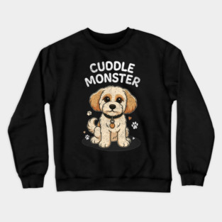 Cuddle Monster – Vintage Distressed Style Cute Cartoon Dog Lover Design Crewneck Sweatshirt