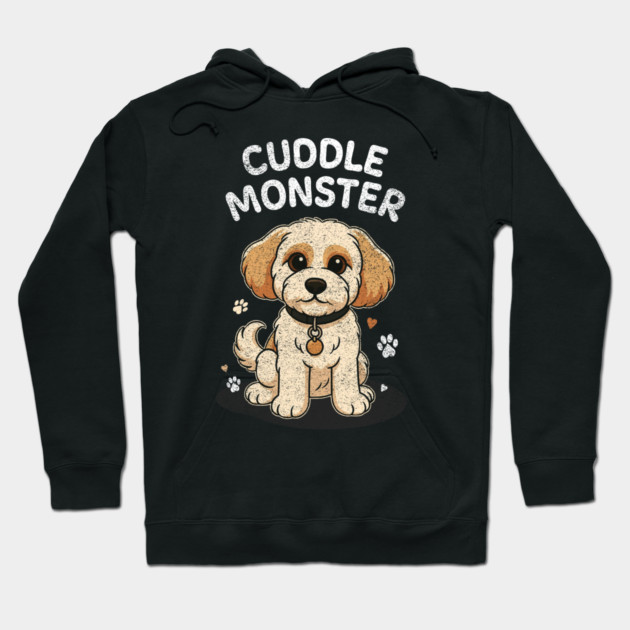 Cuddle Monster – Vintage Distressed Style Cute Cartoon Dog Lover Design Hoodie by Butter Creative