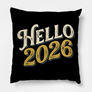 Hello 2026 Retro New Year Greeting Pillow