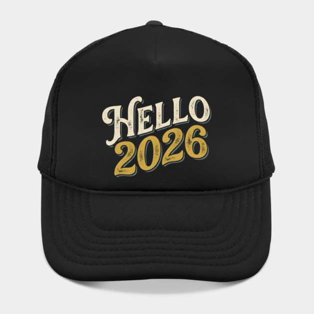 Hello 2026 Retro New Year Greeting by Creatifly Graphic Tees