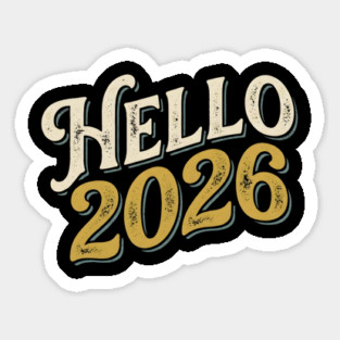 Hello 2026 Retro New Year Greeting Sticker