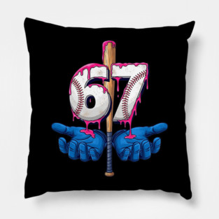 Baseball 67 Six Seven Funny Gen Alpha Meme Drip Pillow