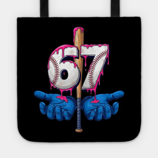 Baseball 67 Six Seven Funny Gen Alpha Meme Drip Tote