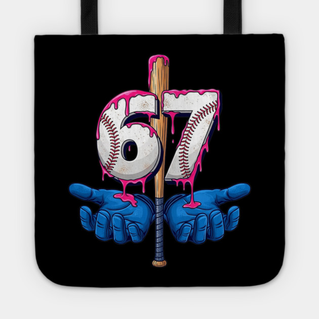 Baseball 67 Six Seven Funny Gen Alpha Meme Drip Tote by yangho