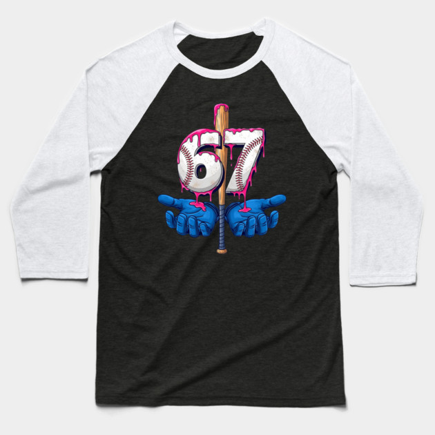 Baseball 67 Six Seven Funny Gen Alpha Meme Drip Baseball T-Shirt by yangho