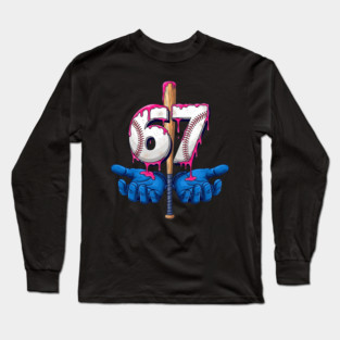 Baseball 67 Six Seven Funny Gen Alpha Meme Drip Long Sleeve T-Shirt