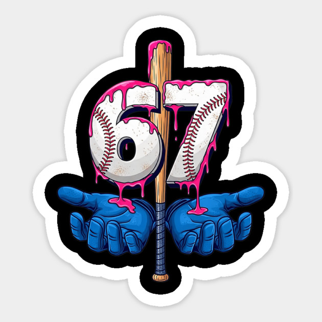 Baseball 67 Six Seven Funny Gen Alpha Meme Drip Magnet by yangho