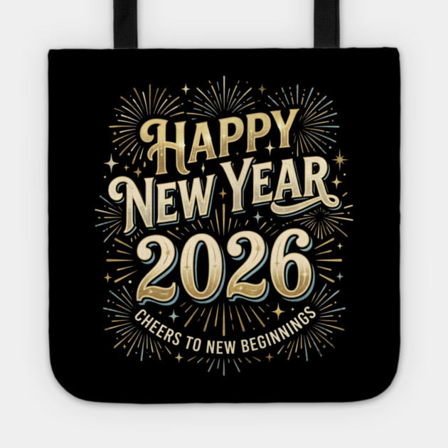 Happy New Year 2026 Fireworks Cheers to New Beginnings Tote by Creatifly Graphic Tees