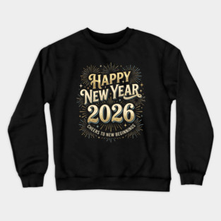 Happy New Year 2026 Fireworks Cheers to New Beginnings Crewneck Sweatshirt