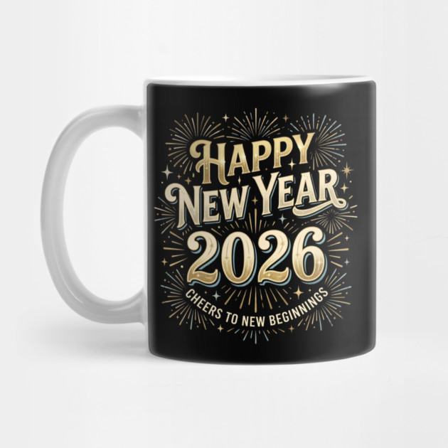 Happy New Year 2026 Fireworks Cheers to New Beginnings by Creatifly Graphic Tees
