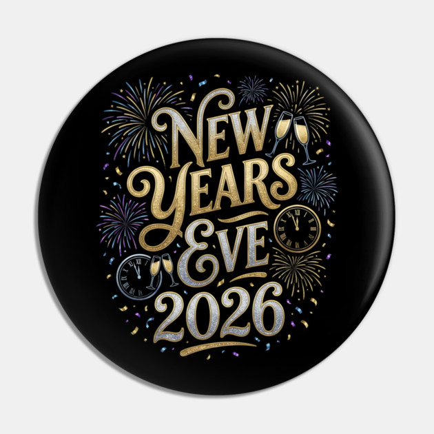 New Year's Eve 2026 Pin by Creatifly Graphic Tees