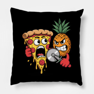 Scared Pizza Versus Pineapple Pizza Cutter Funny Food Pillow