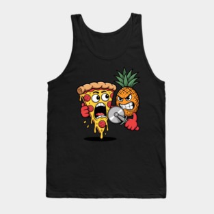 Scared Pizza Versus Pineapple Pizza Cutter Funny Food Tank Top