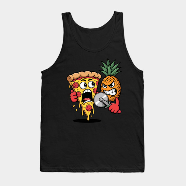 Scared Pizza Versus Pineapple Pizza Cutter Funny Food Tank Top by belownormal