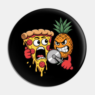 Scared Pizza Versus Pineapple Pizza Cutter Funny Food Pin