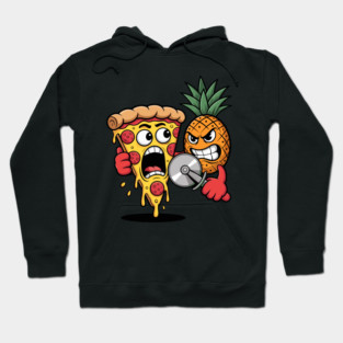 Scared Pizza Versus Pineapple Pizza Cutter Funny Food Hoodie