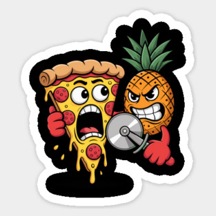 Scared Pizza Versus Pineapple Pizza Cutter Funny Food Magnet