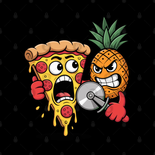 Scared Pizza Versus Pineapple Pizza Cutter Funny Food by belownormal