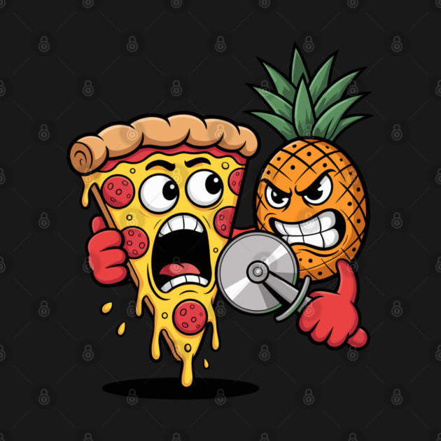 Scared Pizza Versus Pineapple Pizza Cutter Funny Food by belownormal