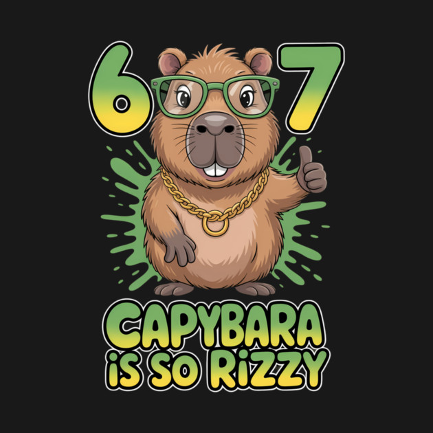 6 7 Capybara Is So Rizzy Capy 67 - Capybara Meme - T-Shirt | TeePublic