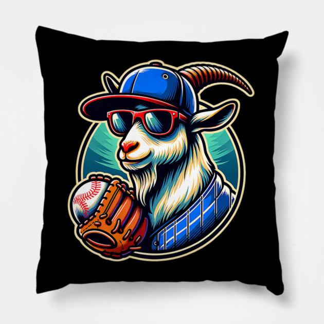Baseball Goat Cool Cap Sunglasses Pillow by yangho