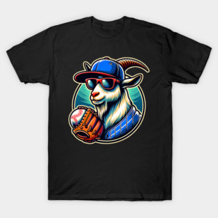 Baseball Goat Cool Cap Sunglasses T-Shirt