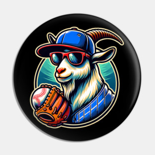 Baseball Goat Cool Cap Sunglasses Pin