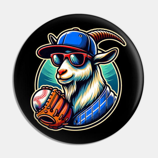 Baseball Goat Cool Cap Sunglasses Pin by yangho