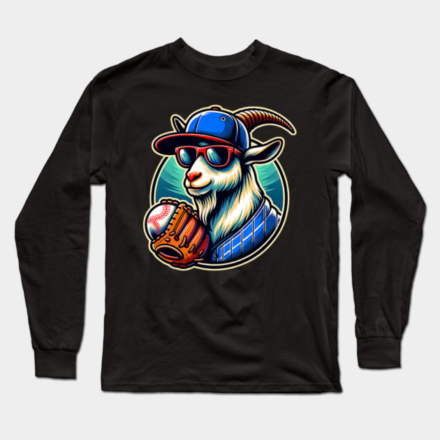 Baseball Goat Cool Cap Sunglasses Long Sleeve T-Shirt by yangho