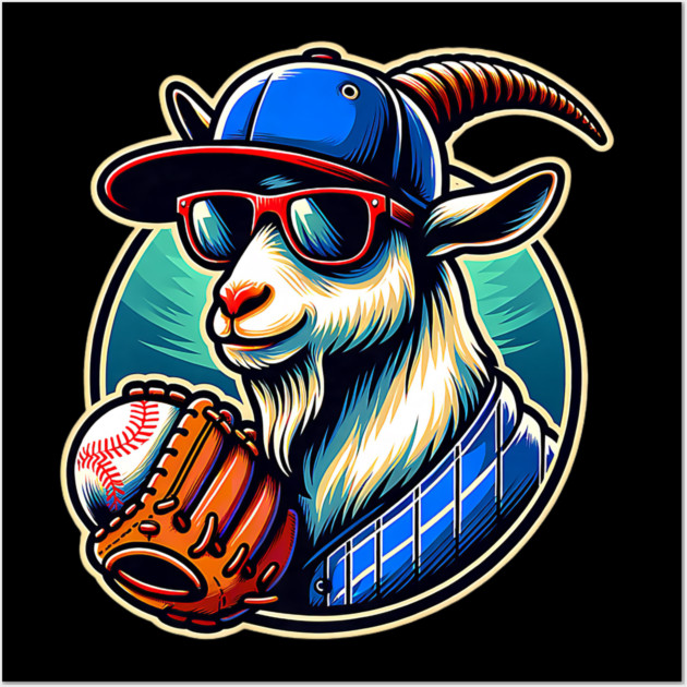 Baseball Goat Cool Cap Sunglasses Wall Art by yangho