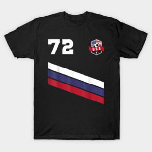 American USA Flag Soccer Jersey Favorite Lucky Number 72 Women Men T-Shirt