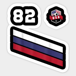 American USA Flag Soccer Jersey Favorite Lucky Number 82 Women Men Sticker